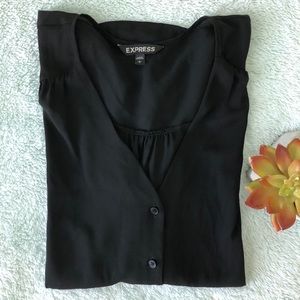 EXPRESS Short Sleeve button down black shirt